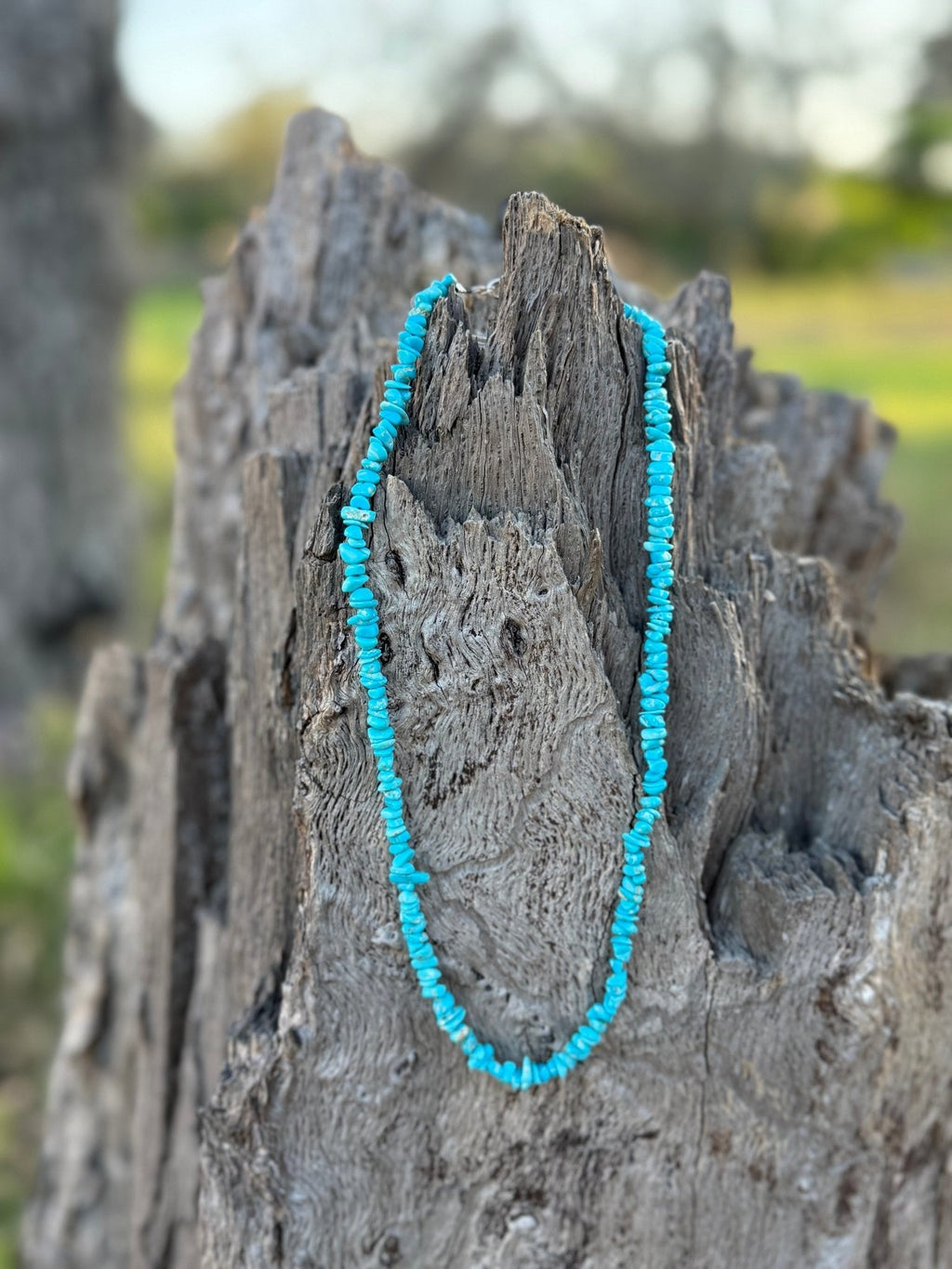 Wild Junkie Authentic Turquoise Chips Beaded Necklace — side view