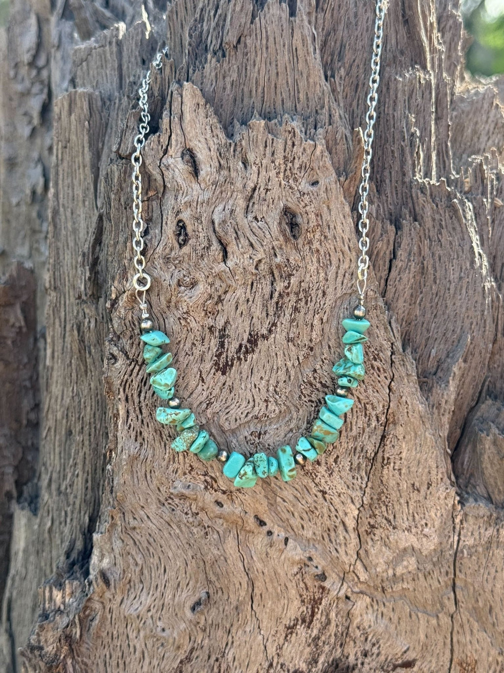 Wild Junkie Authentic Turquoise Chips Chain Necklace — lifestyle context