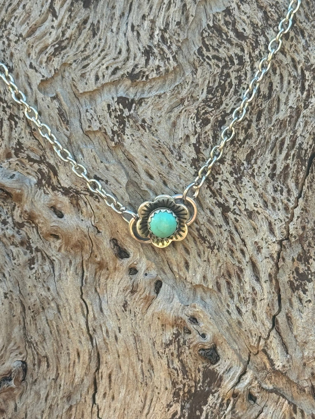 Wild Junkie Authentic Turquoise Flower Necklace — main product shot
