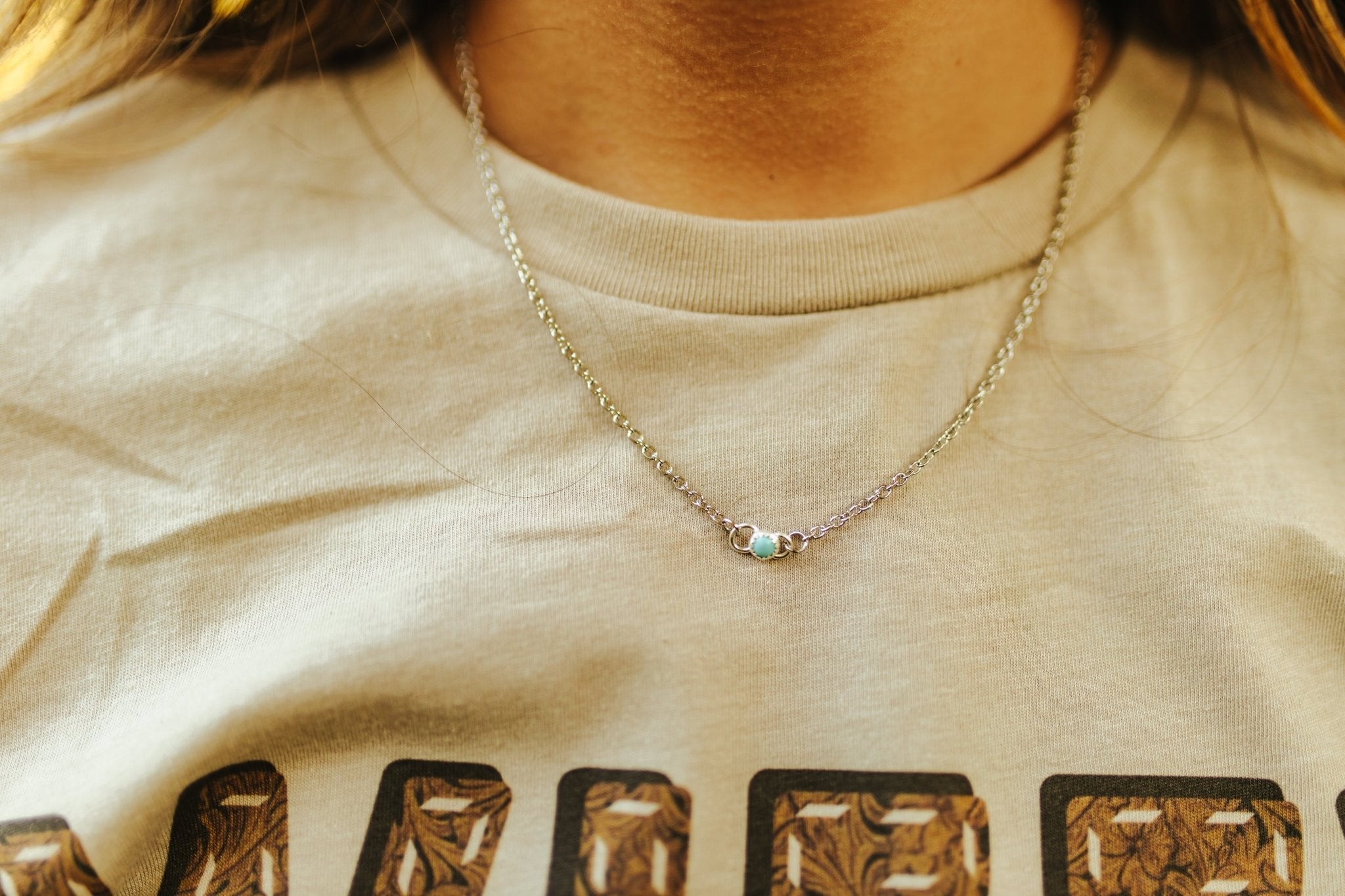 Wild Junkie Authentic Turquoise Stone Necklace — detail close-up