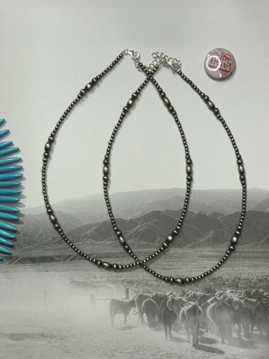 Wild Junkie Authentic Western Midnight Pearl Necklace — construction detail