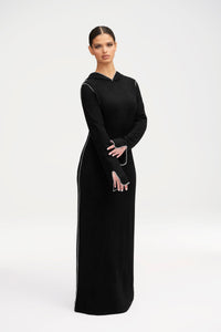 Ava Sweater Hoodie Maxi Dress - Black Clothing Veiled 