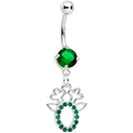 BodyCandy Green Gem Encrusted Christmas Reindeer Dangle Belly Ring — main product shot