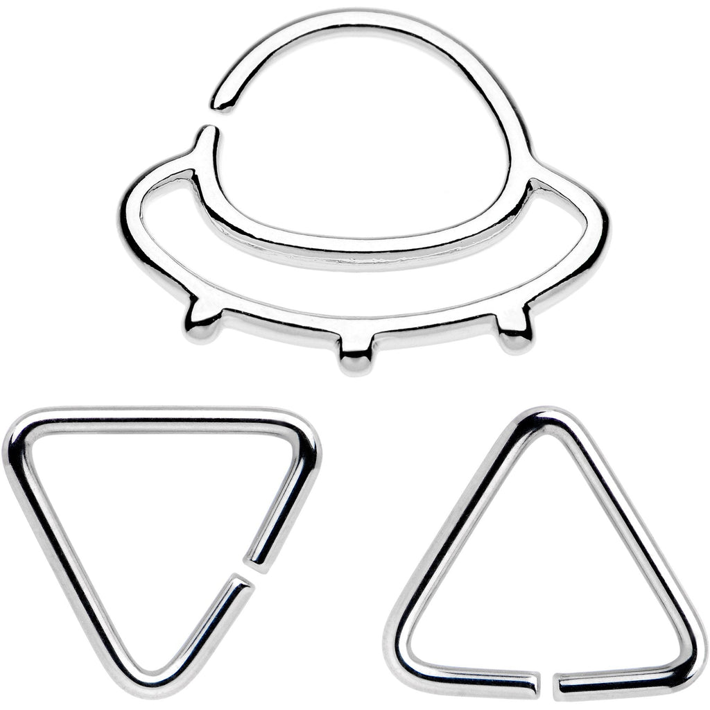BodyCandy 16G 5/16 Outer Space UFO Septum Ring Pack Set of 3 — main product shot