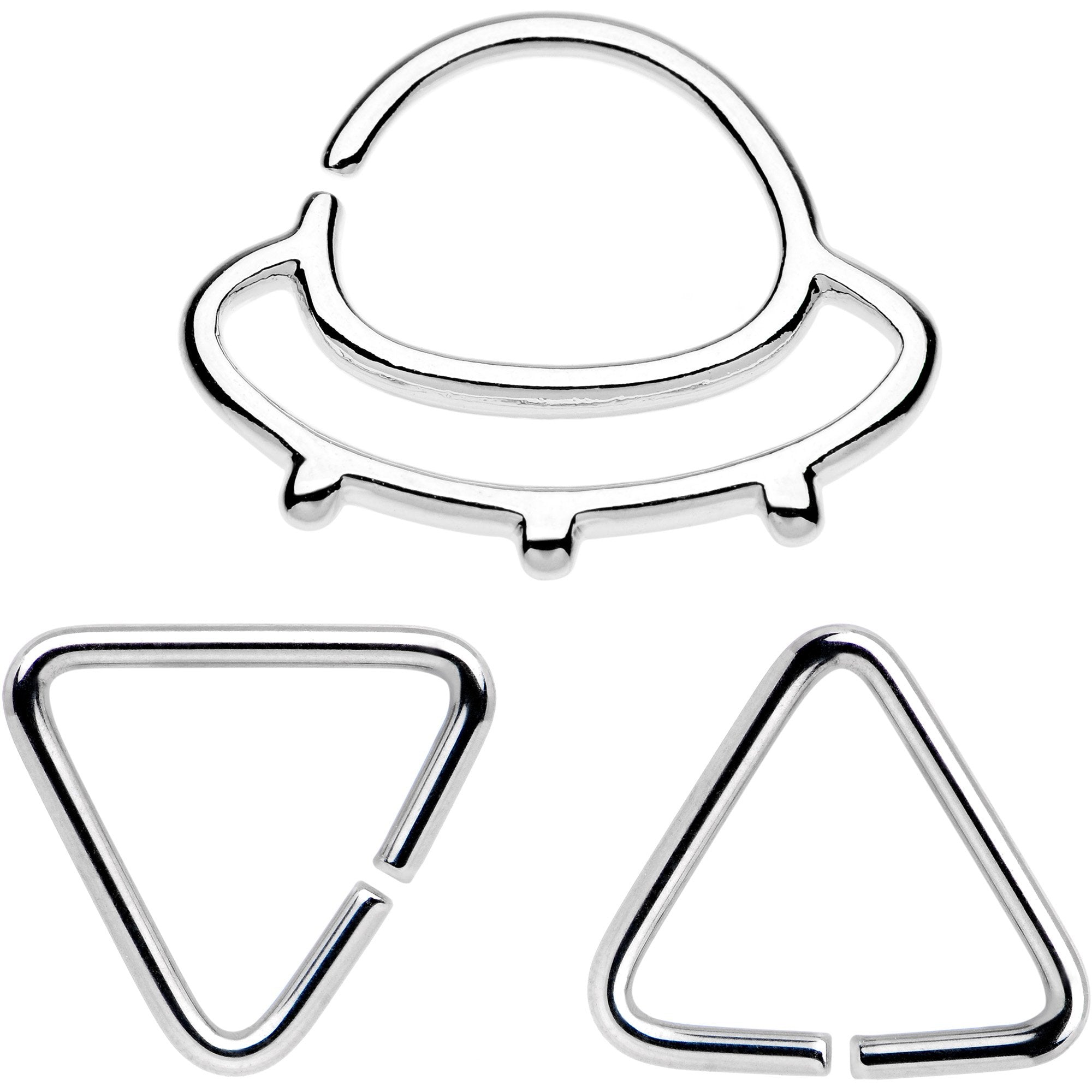 BodyCandy 16G 5/16 Outer Space UFO Septum Ring Pack Set of 3 — main product shot