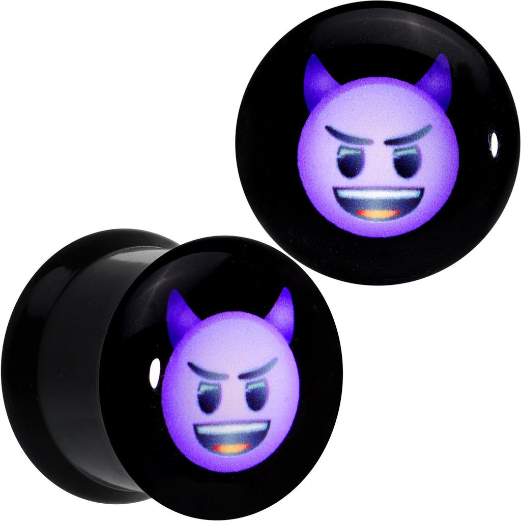 BodyCandy 1/2 Licensed Purple Devil emoji Acrylic Double Flare Plug Set — main product shot