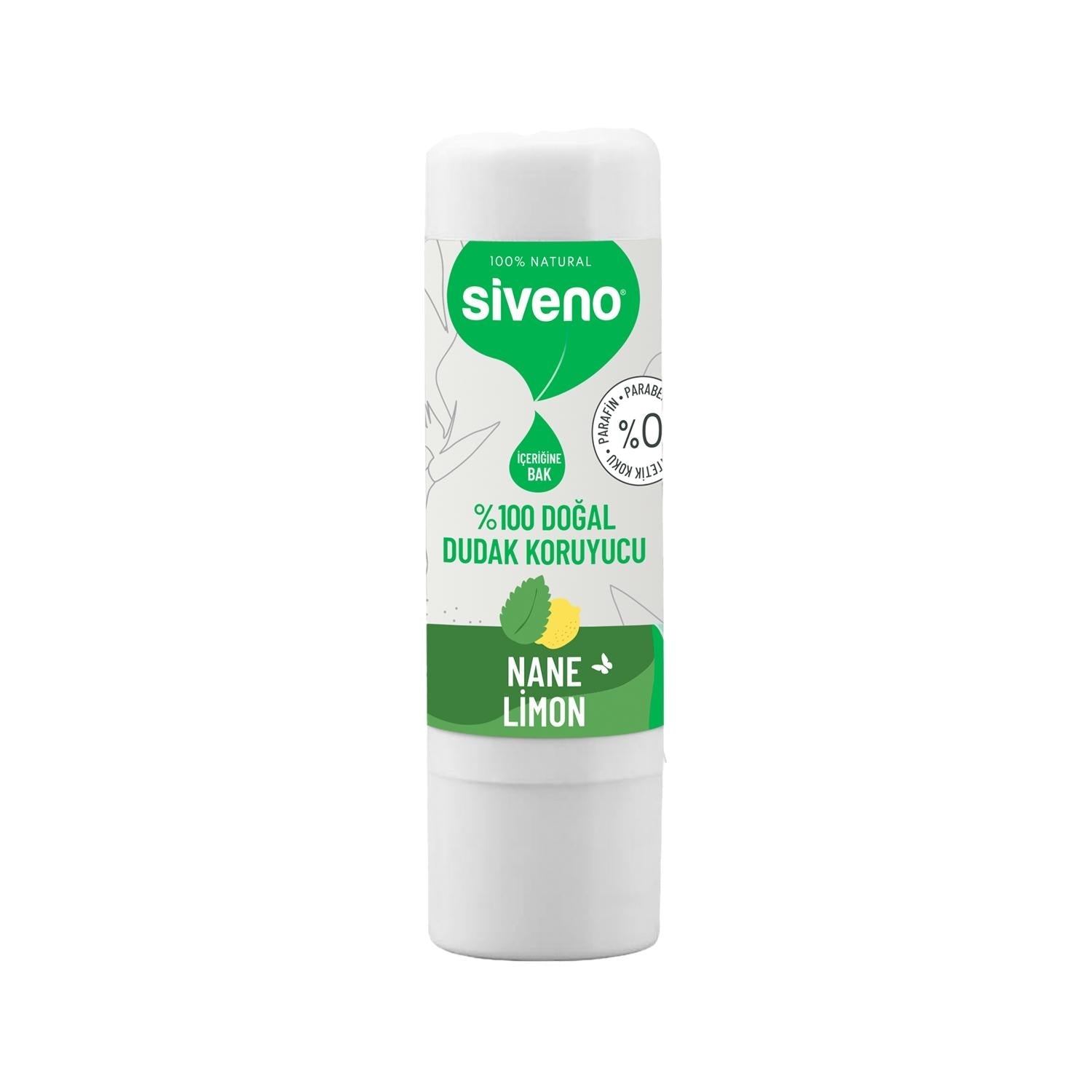 Siveno Natural Lip Care Product - Moisturizing Mint & Lemon Lip Balm for Dry Lips, 6g