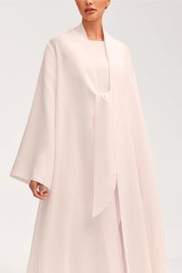 Azka Tie Front Abaya - Unbleached Clothing Veiled 