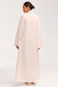 Azka Tie Front Abaya - Unbleached Clothing Veiled 