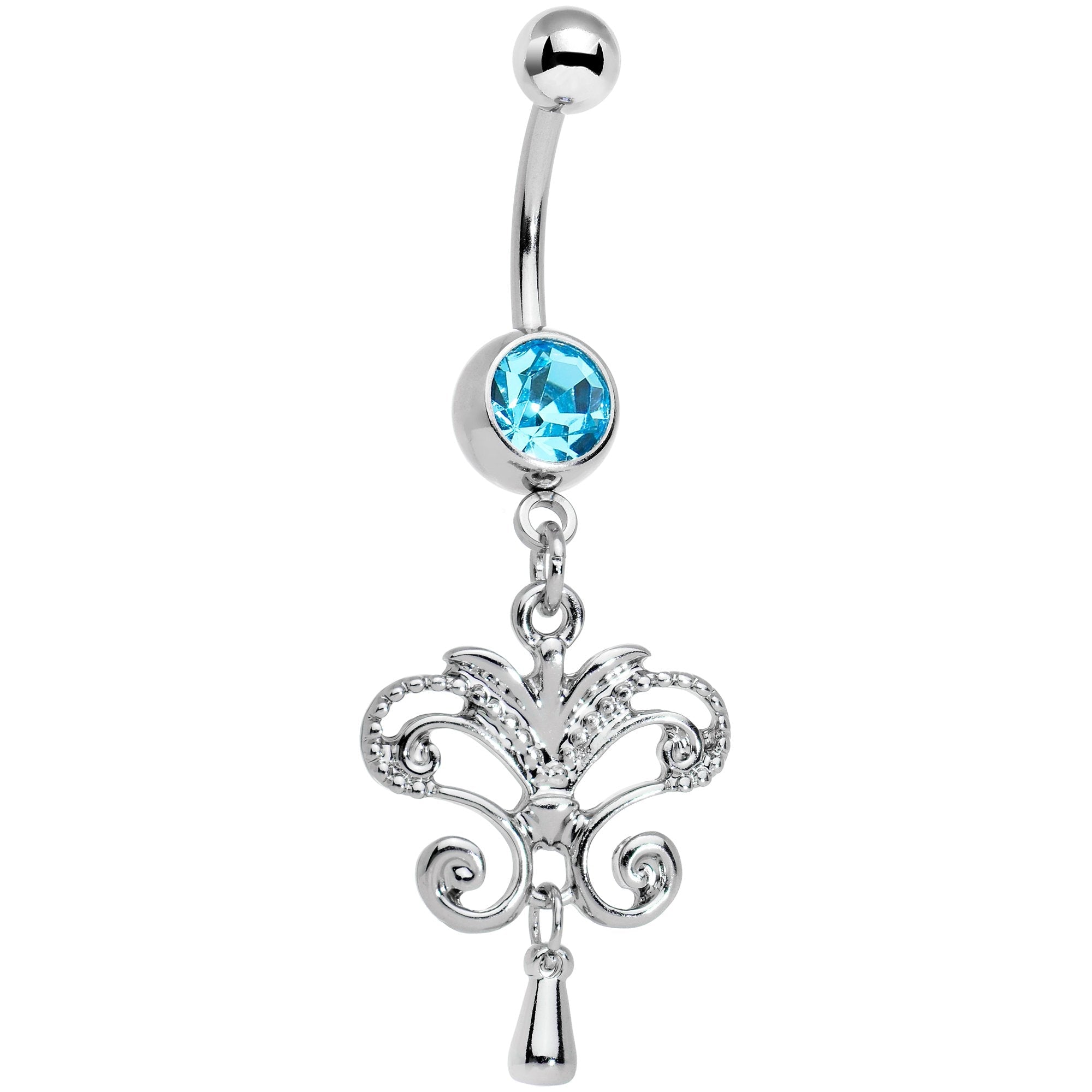 BodyCandy Blue Gem Chandelier Double Dangle Belly Ring — main product shot