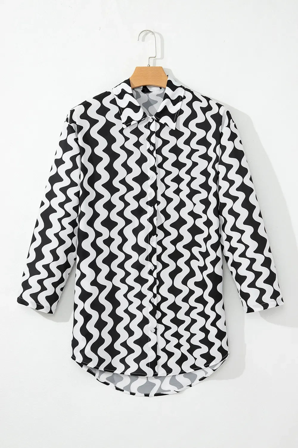 Button Down Contrast Striped Cover-Up