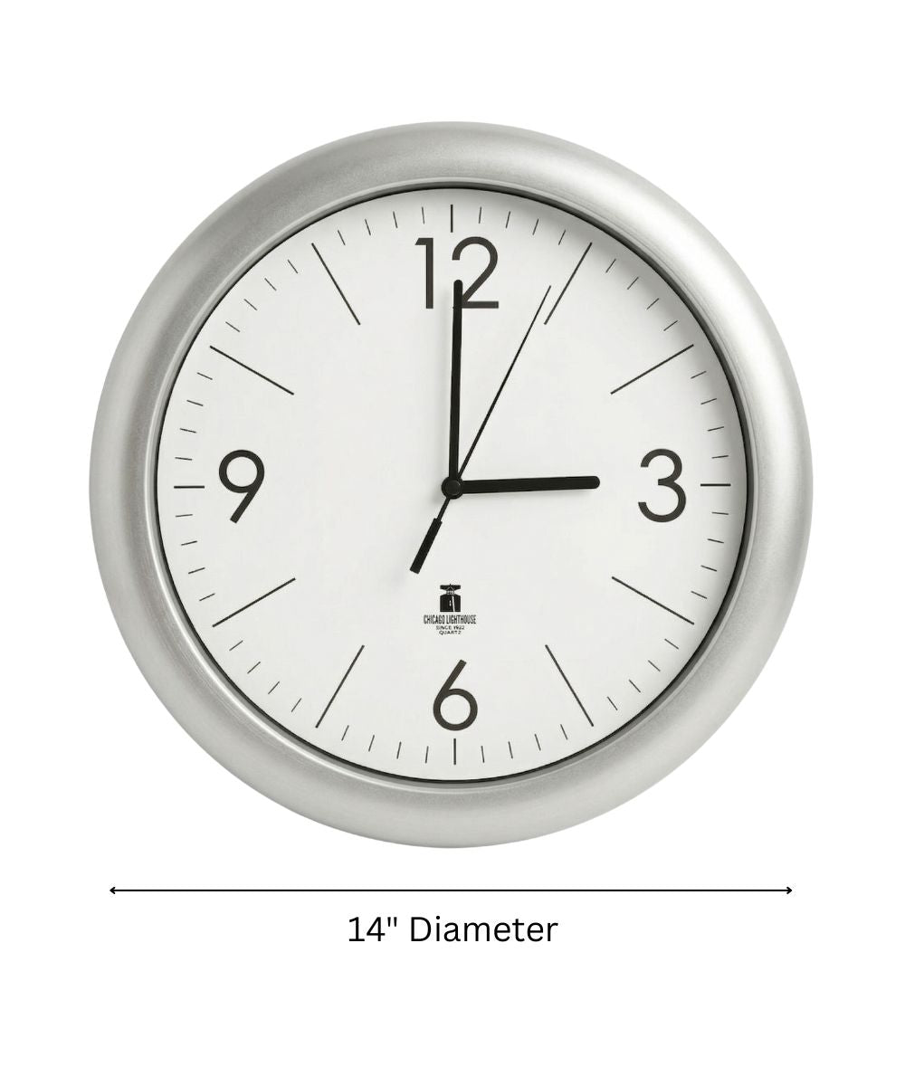 Chicago Lighthouse Designer Quartz Wall Clock – Modern 14” Minimalist Wall Clock – LampsUSA, view 2
