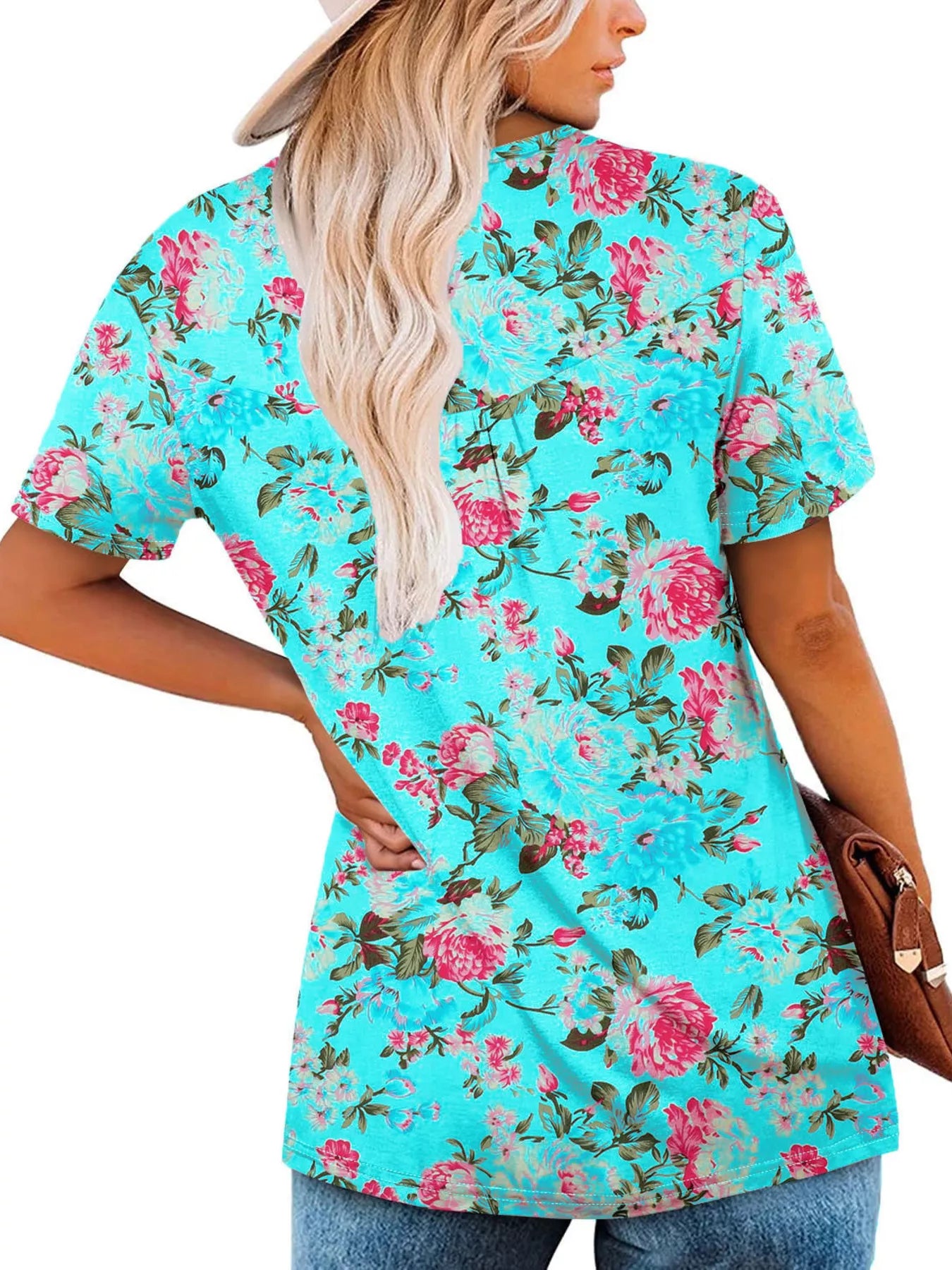 Plus Size Floral Print Short Sleeve T-Shirt