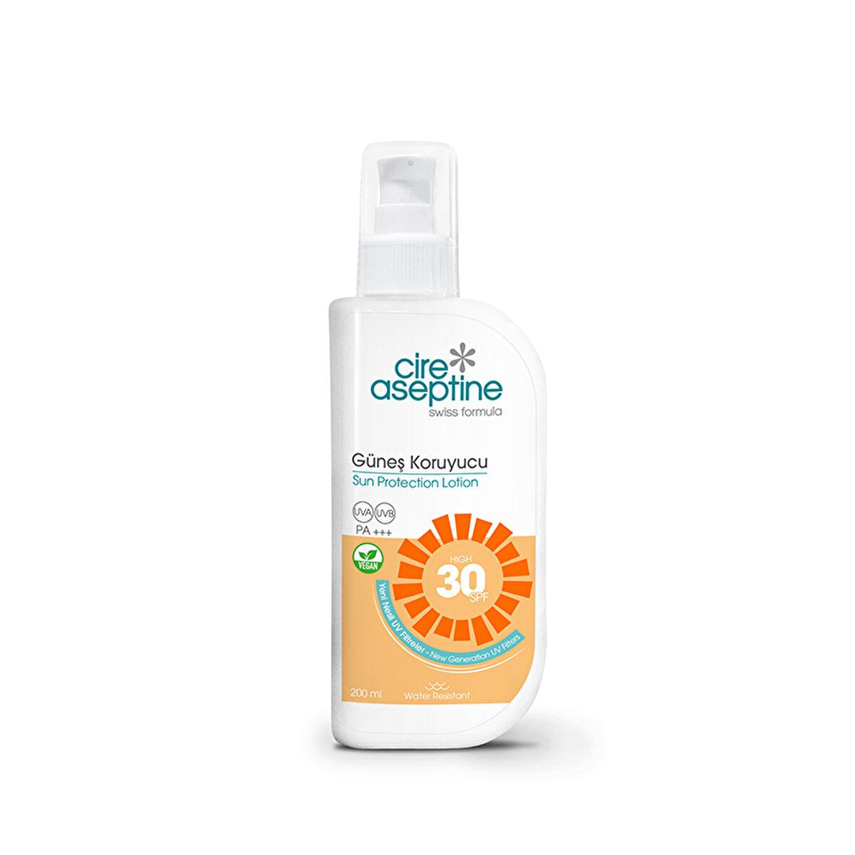 Cire Aseptine 30 SPF Vegan Sunscreen Lotion | Broad Spectrum UVA UVB Protection | Water Resistant & Sensitive Skin Friendly - 200ml/6.76 fl oz