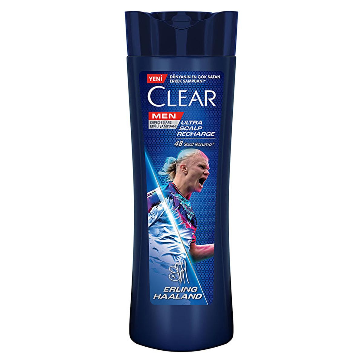 Clear Men Erling Haaland Lemon Shampoo: 48-Hour Dandruff Protection for Oily Scalp - Scalp Recharge & Refreshing Sensation