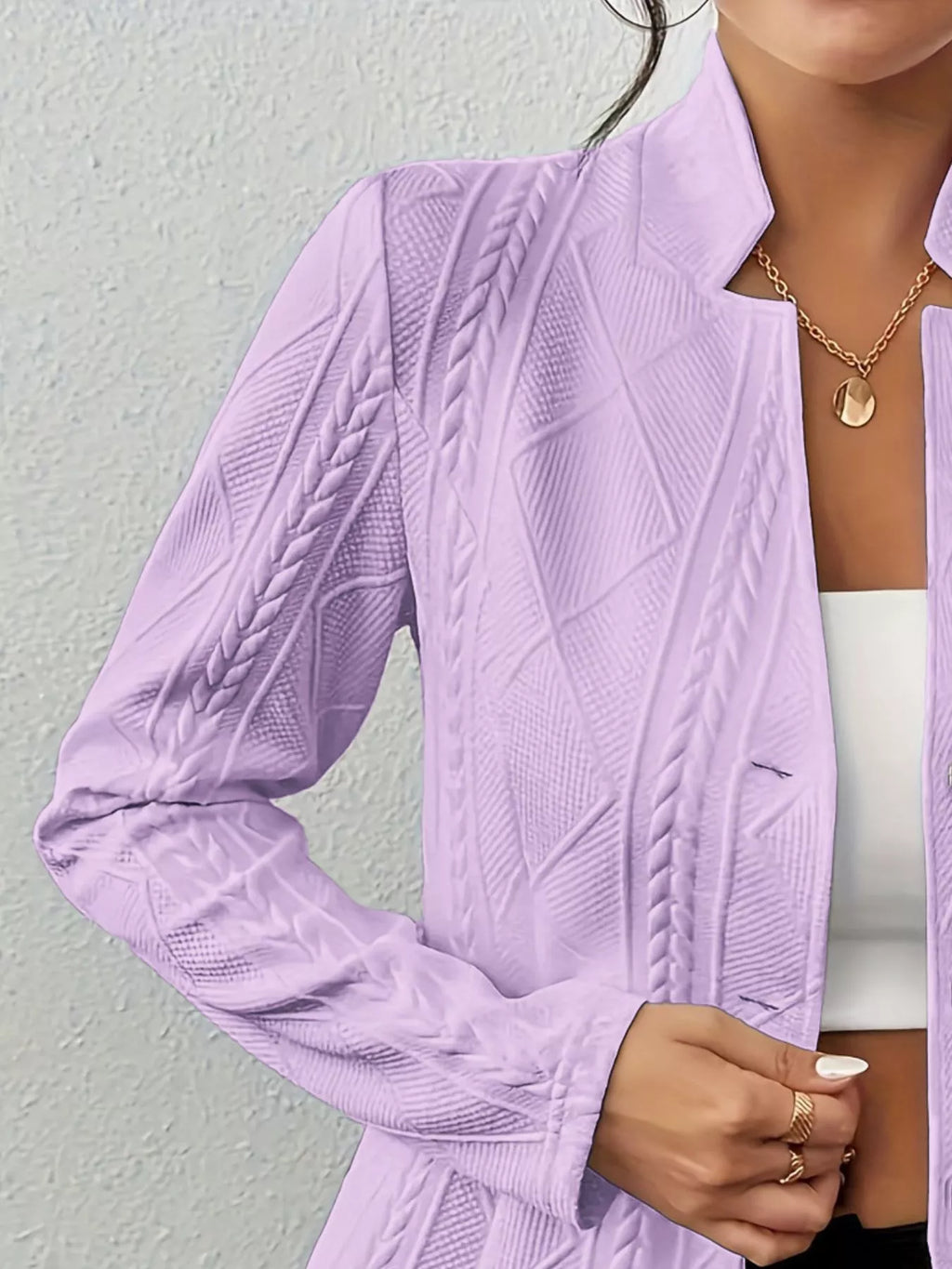 Textured Knit Button-Front Blazer