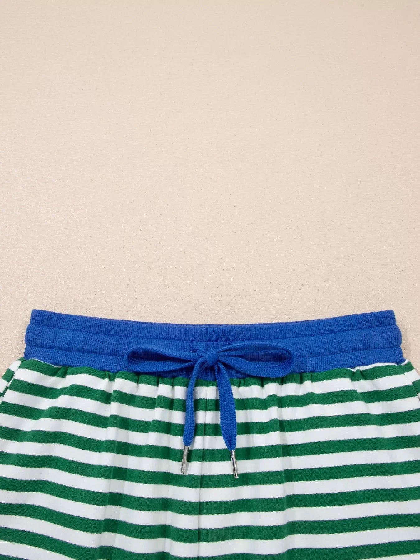 Stripe Boxy Tee and Drawstring Elastic Waist Shorts Set