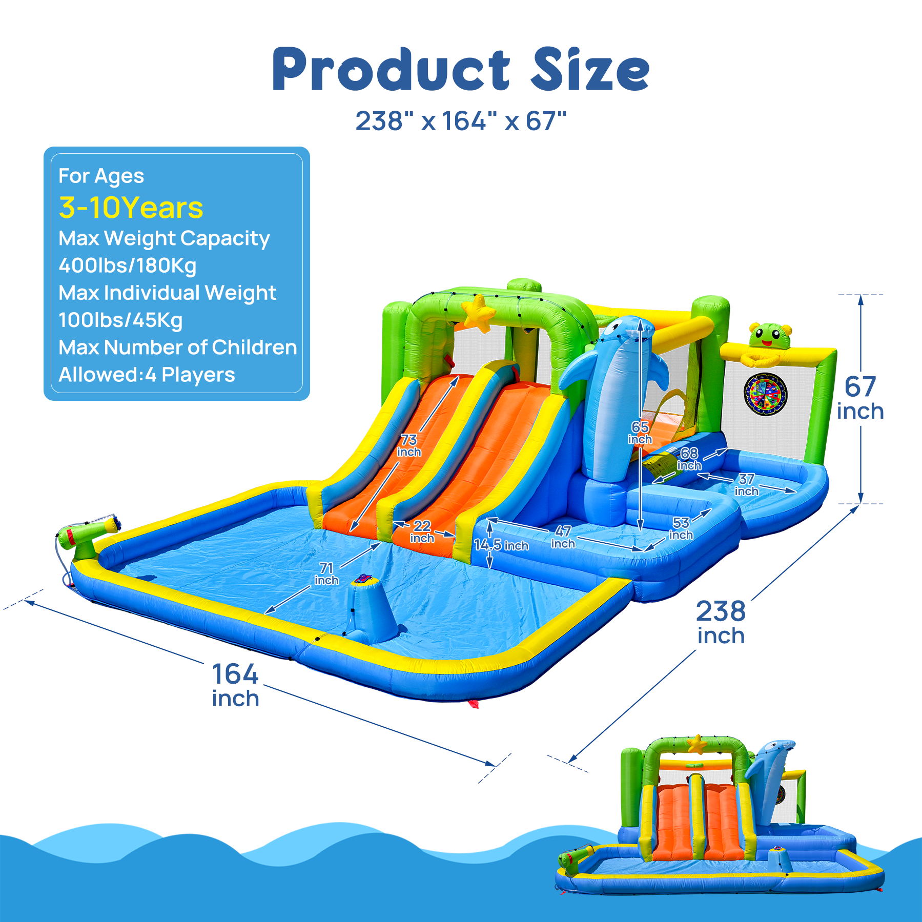 9-In-1 Inflatable Bounce House With Pool, Sprinkler, And Water Gun (SAK98154) – SAKSBY WHOLESALE, view 8