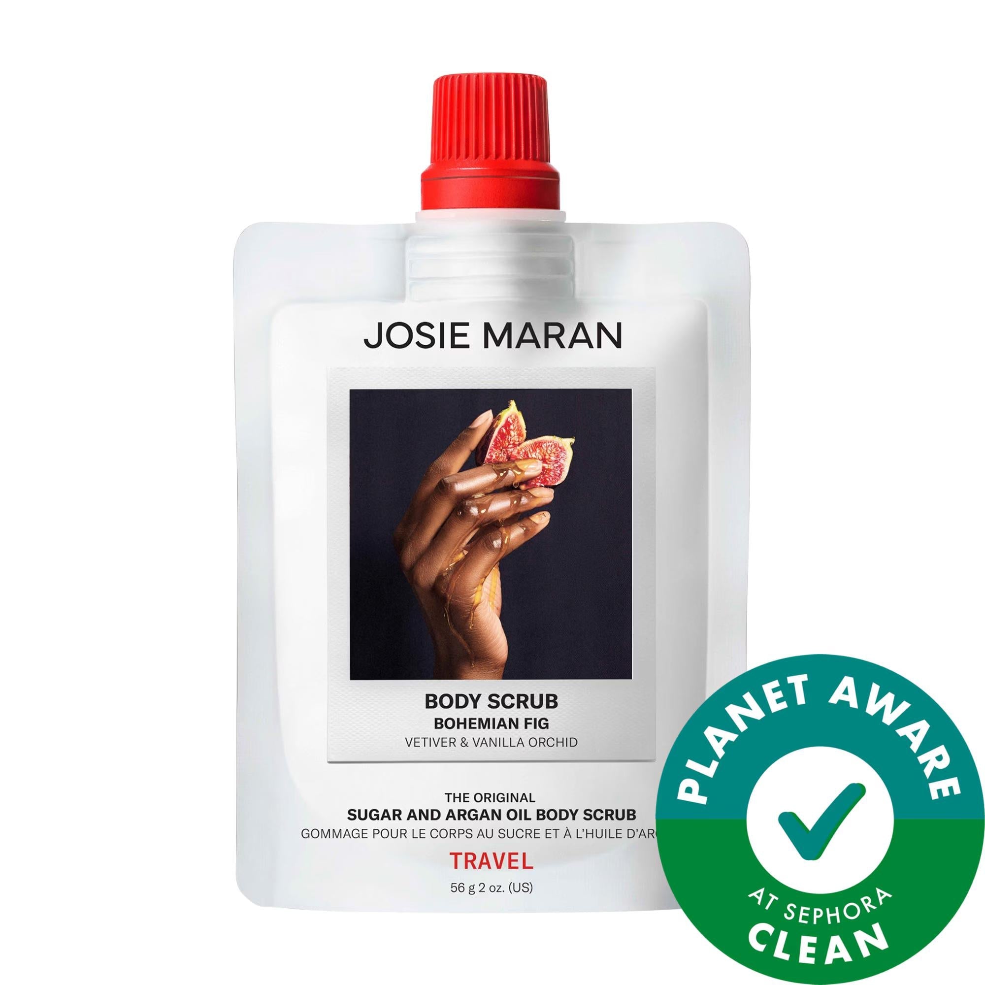 Josie Maran Mini Bohemian Fig Exfoliating Body Scrub - Natural, Moisturizing, Sustainable Beauty for Softer Skin