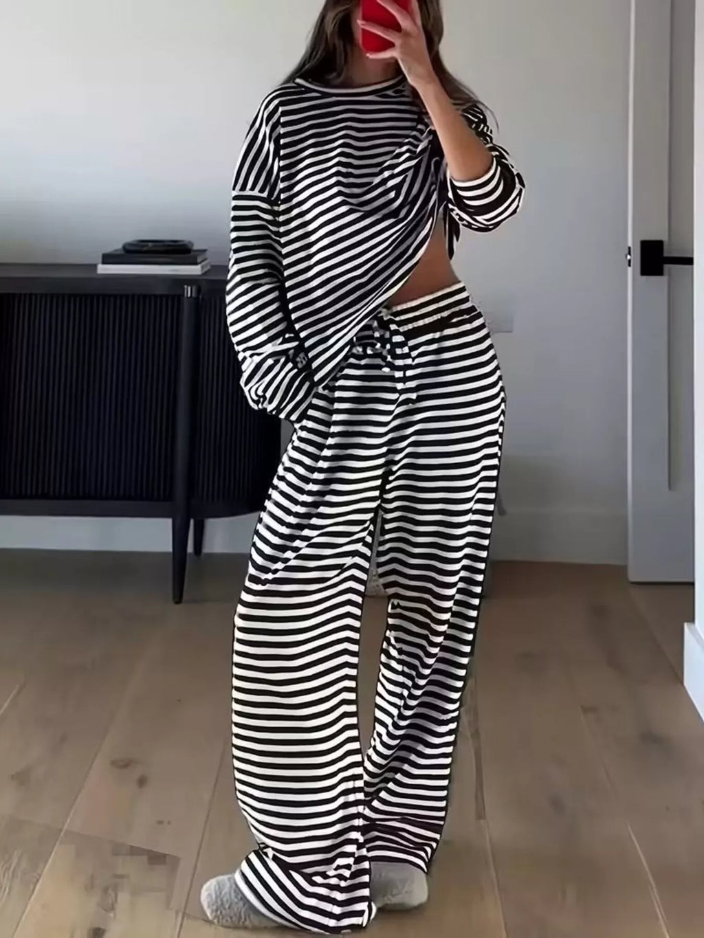 Striped Long Sleeve Top and Pants Set