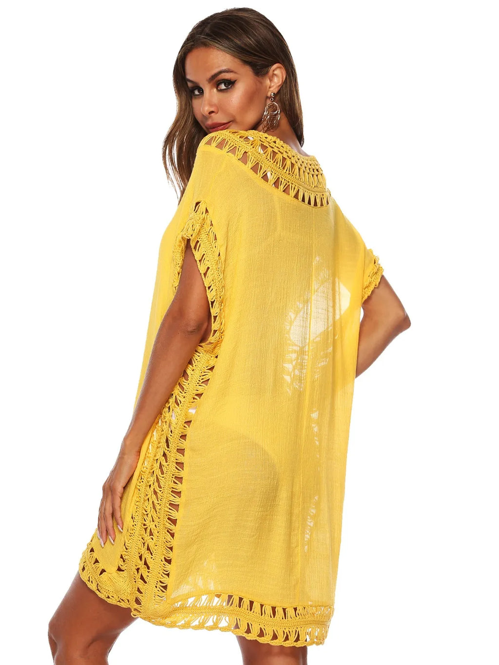 Bohemian Crochet Trim Beach Cover Up Dress