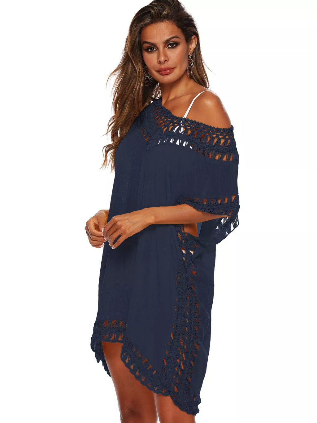 Crochet Trim V-Neck Cover-Up Dress