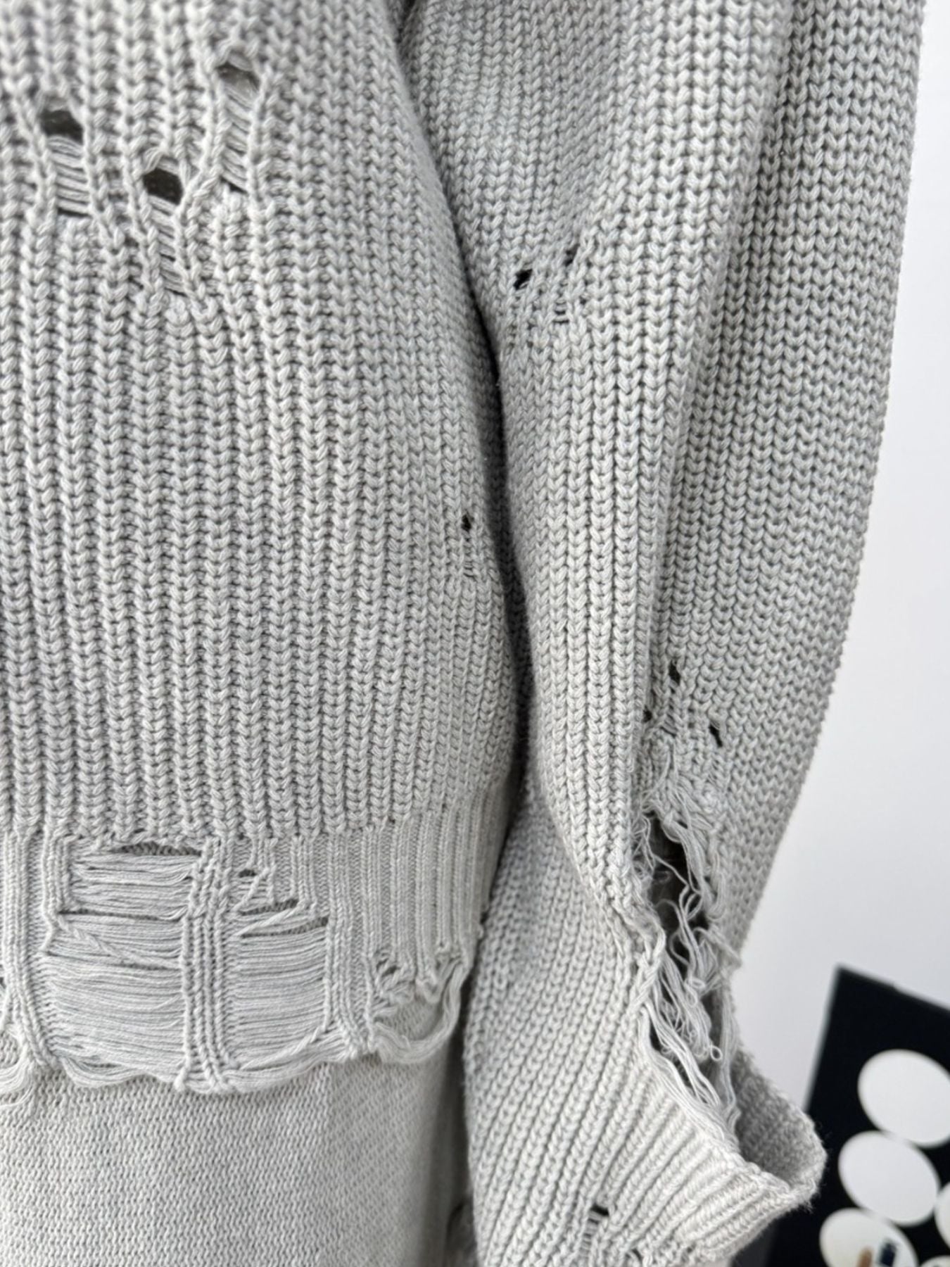 Distressed Long Sleeve Sweater and Skirt Set