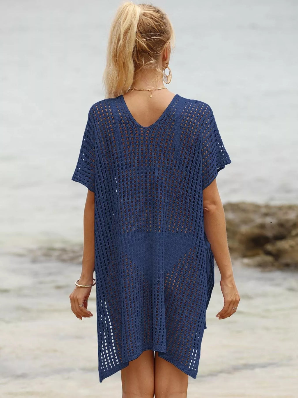 Openwork V-Neck Slit Cover-Up