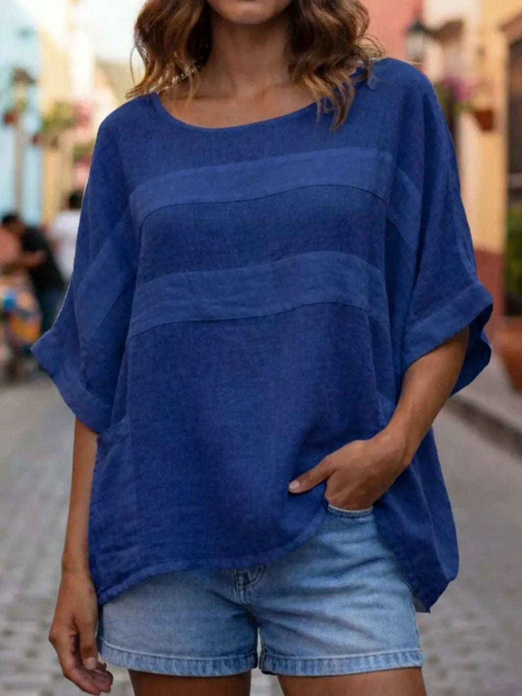 Full Size Casual Loose Round Neck Blouse Plus Size