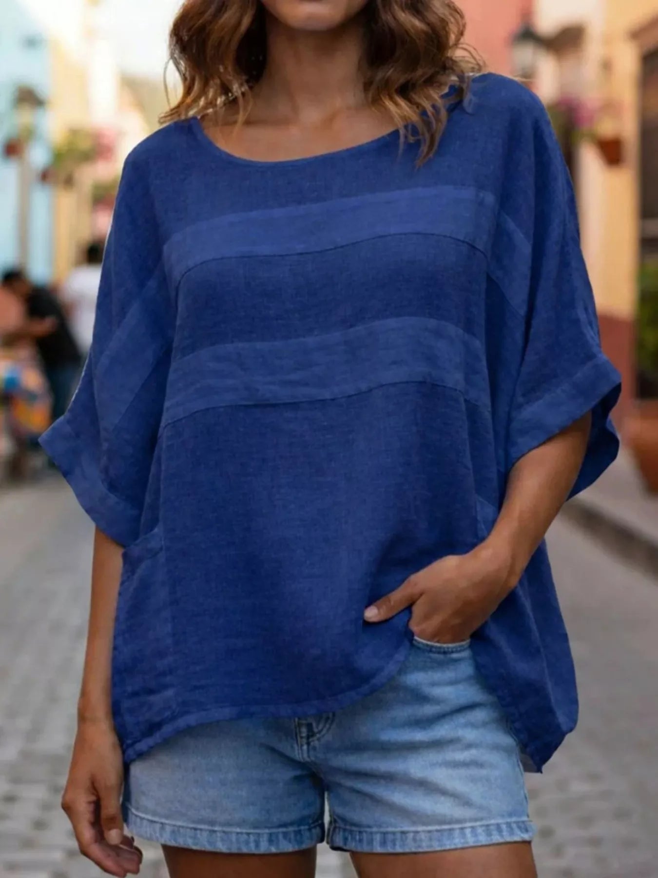 Full Size Casual Loose Round Neck Blouse Plus Size