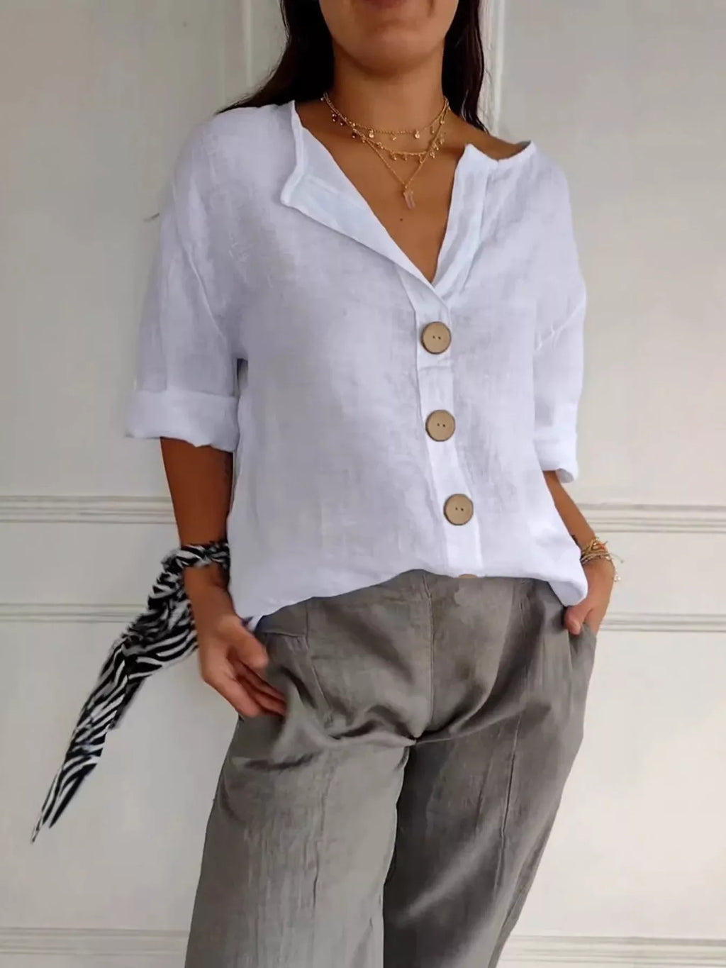 Casual Loose Button-Down Shirt