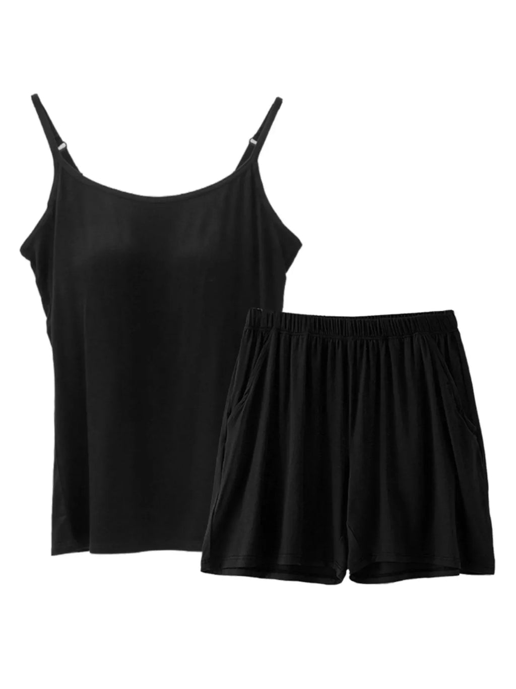 Plus Size Modal Adjustable Strap Padded Cami and Shorts Set