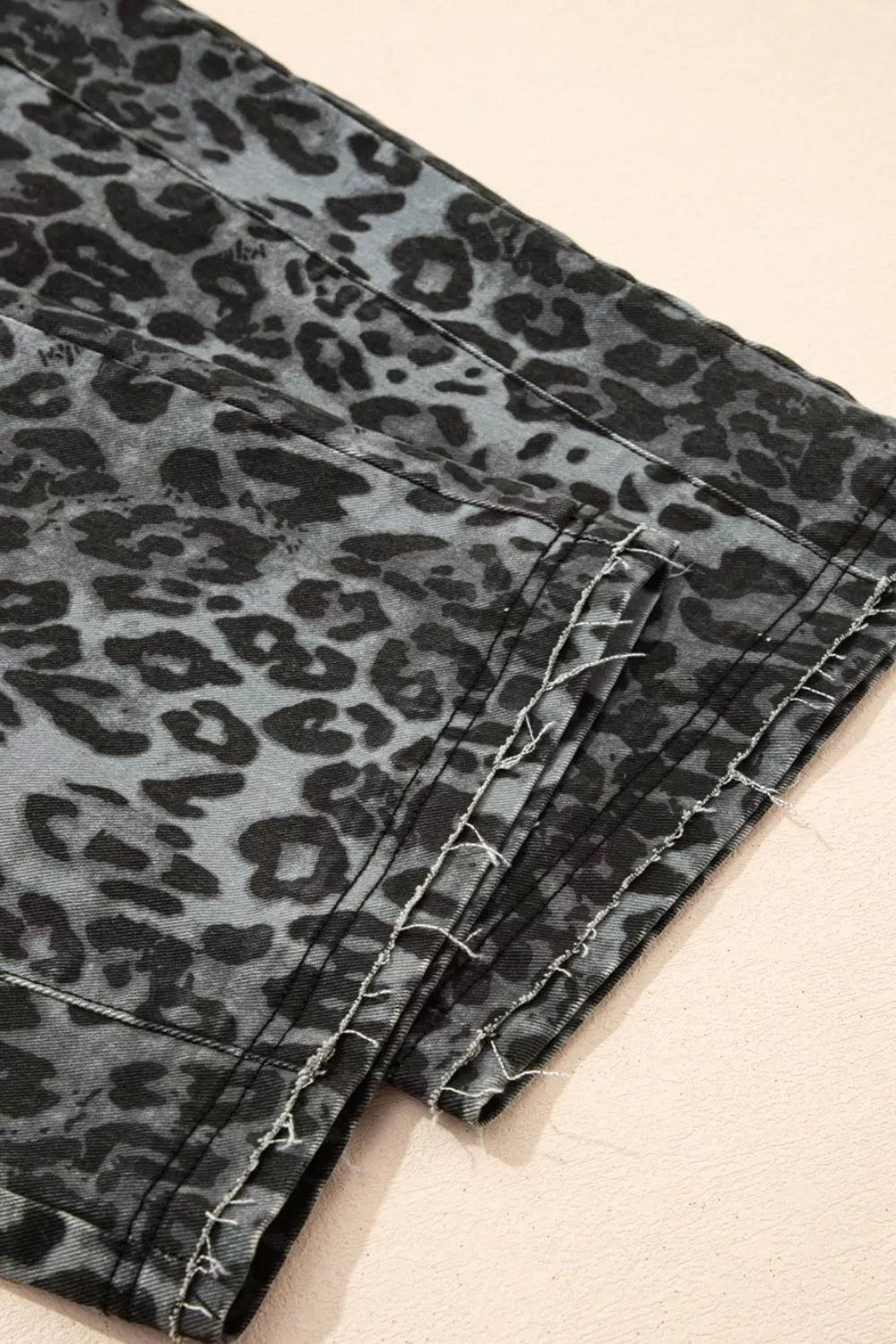 Leopard Print Button Adjustable Straps Cropped Loose Denim Overalls