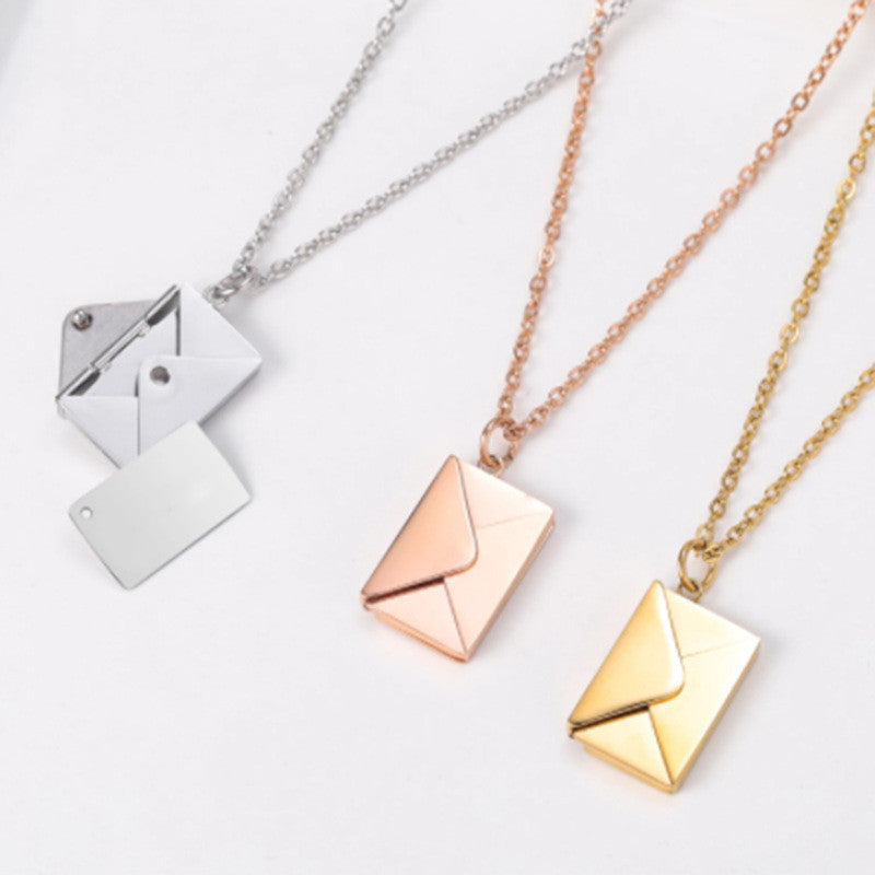 SORI STYLE Envelope Locket Necklace - Personalized Love Letter Jewelry — alternative angle