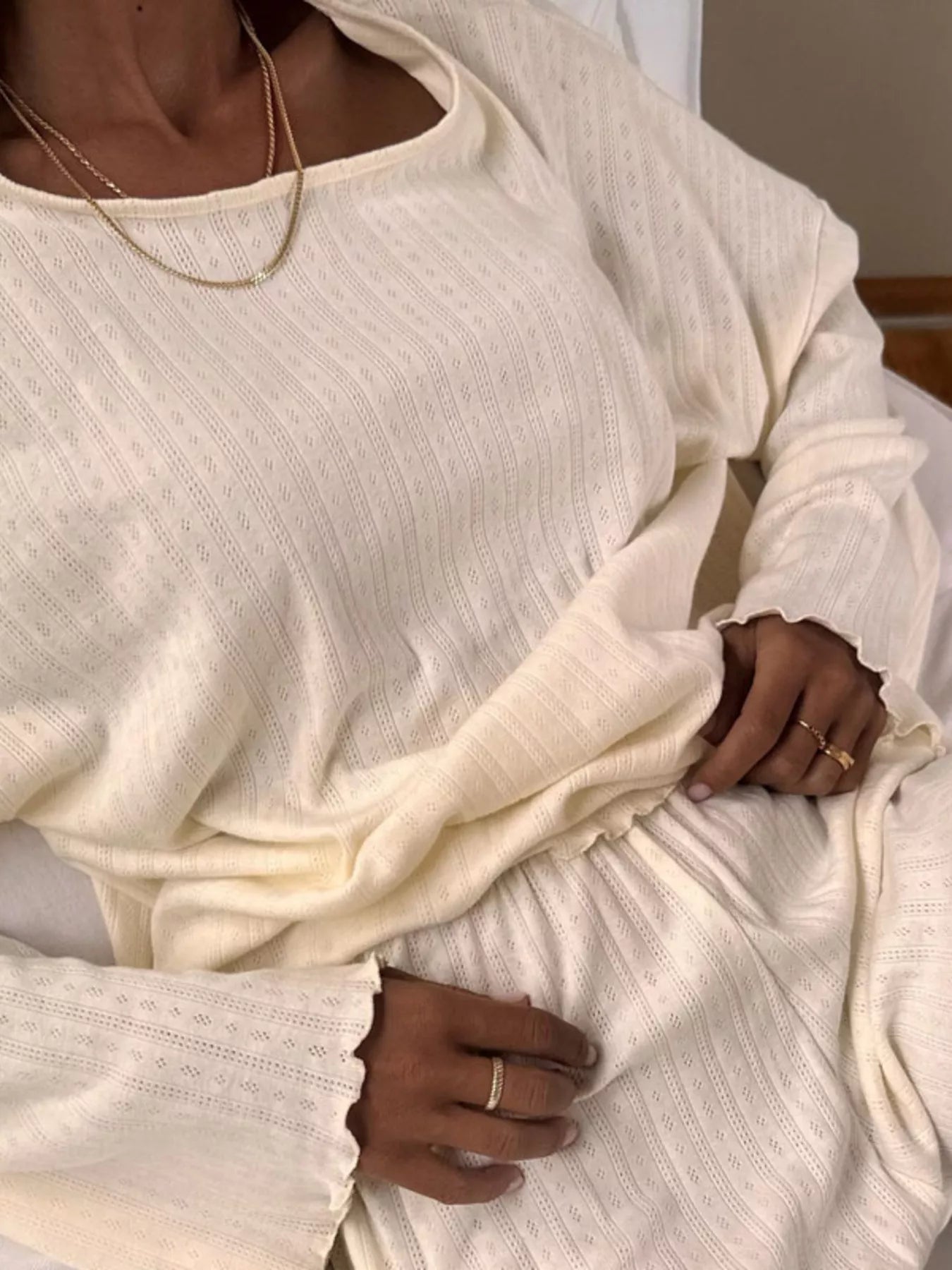 Ribbed Knit Long Sleeve Top and Shorts Lounge Set
