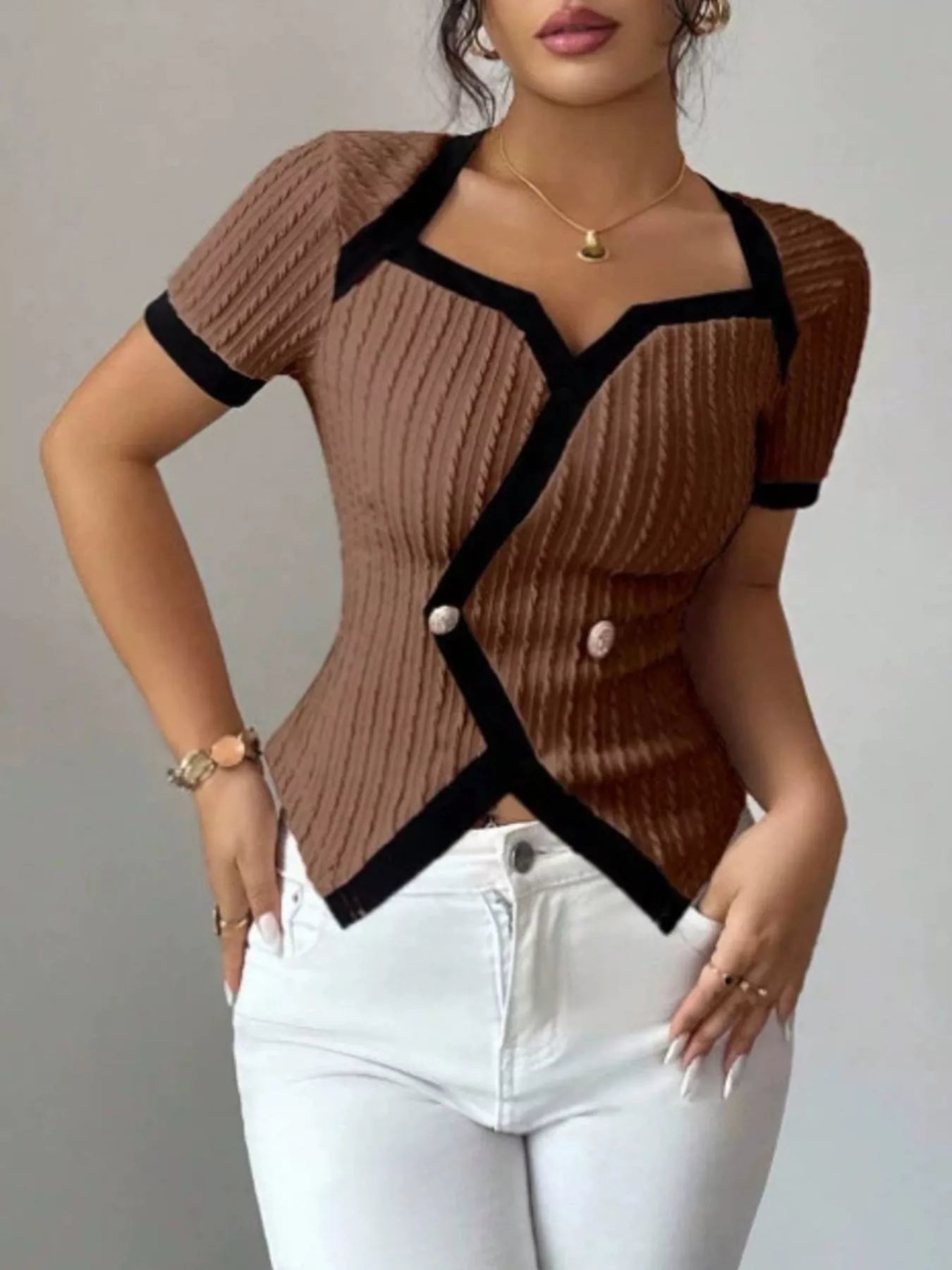 Contrast Trim Short Sleeve T-Shirt