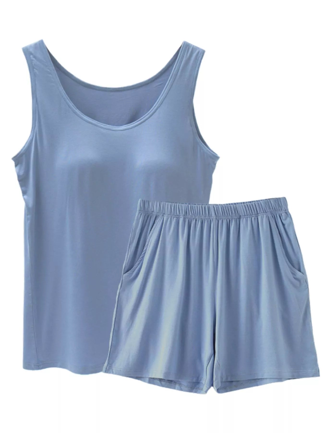 Plus Size Modal Padded Sleeveless Tank Top & Shorts Set