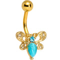 BodyCandy Aqua Gem Gold Tone Anodized Honey Butterfly Belly Ring — main product shot
