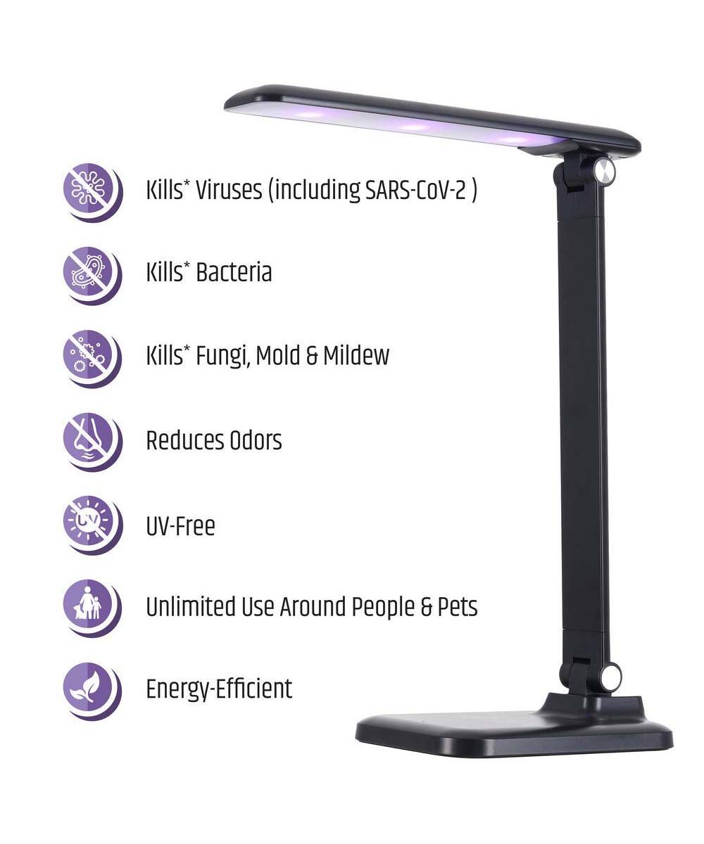 Brilli 15"H Bright-Clean Antimicrobial LED Desk Lamp Matte Black Finish with Wireless Charging – LampsUSA, view 3