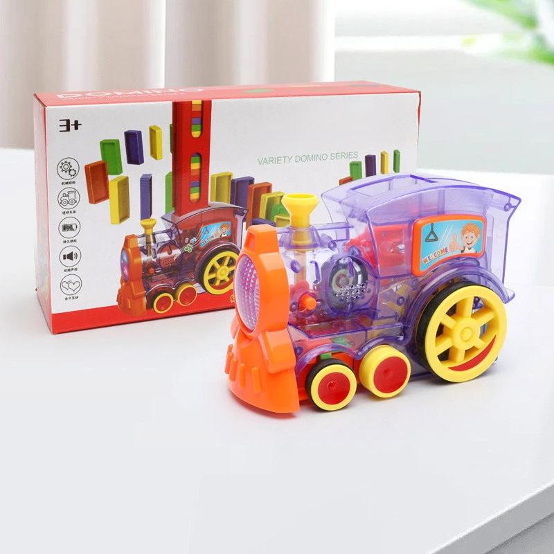 Mandotos Domino Train Toy Electric Automatic Building Blocks Set for Creative STEM Learning