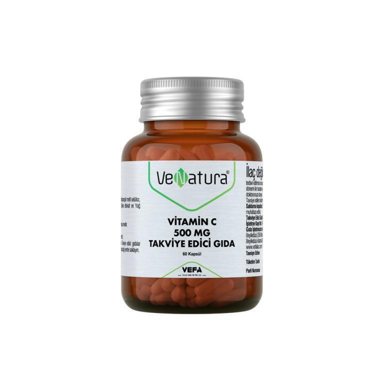 VeNatura Vitamin C Supplement 500mg - 60 Capsules for Immune System Support & Energy Boost