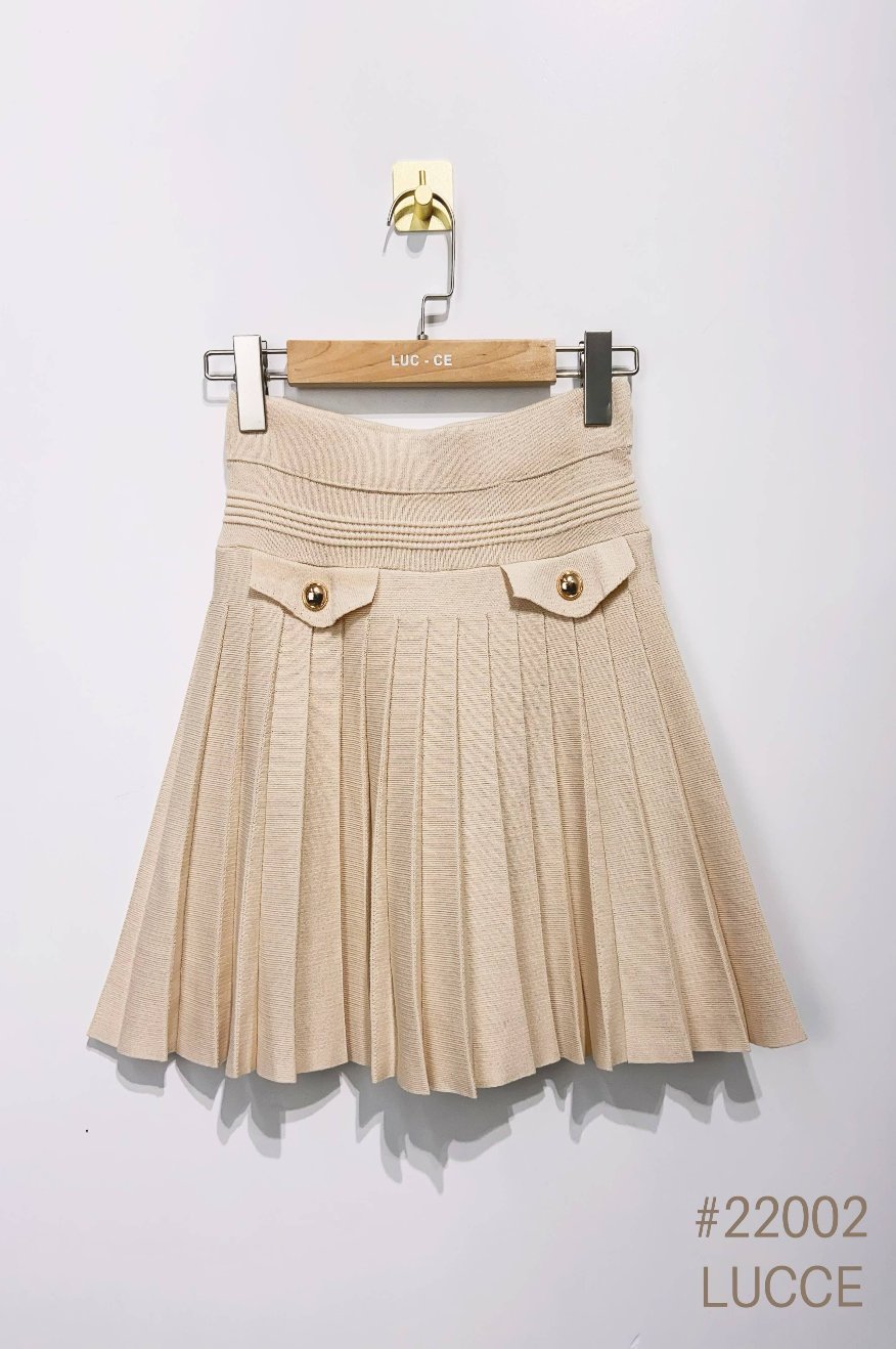 Pretty Little Patriot Pretty Little Patriot Khaki Pleated knit skirt -clearance — main product shot