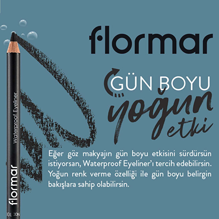 Flormar Waterproof Matte Eyeliner 101 Black Ice - Intense Pigment