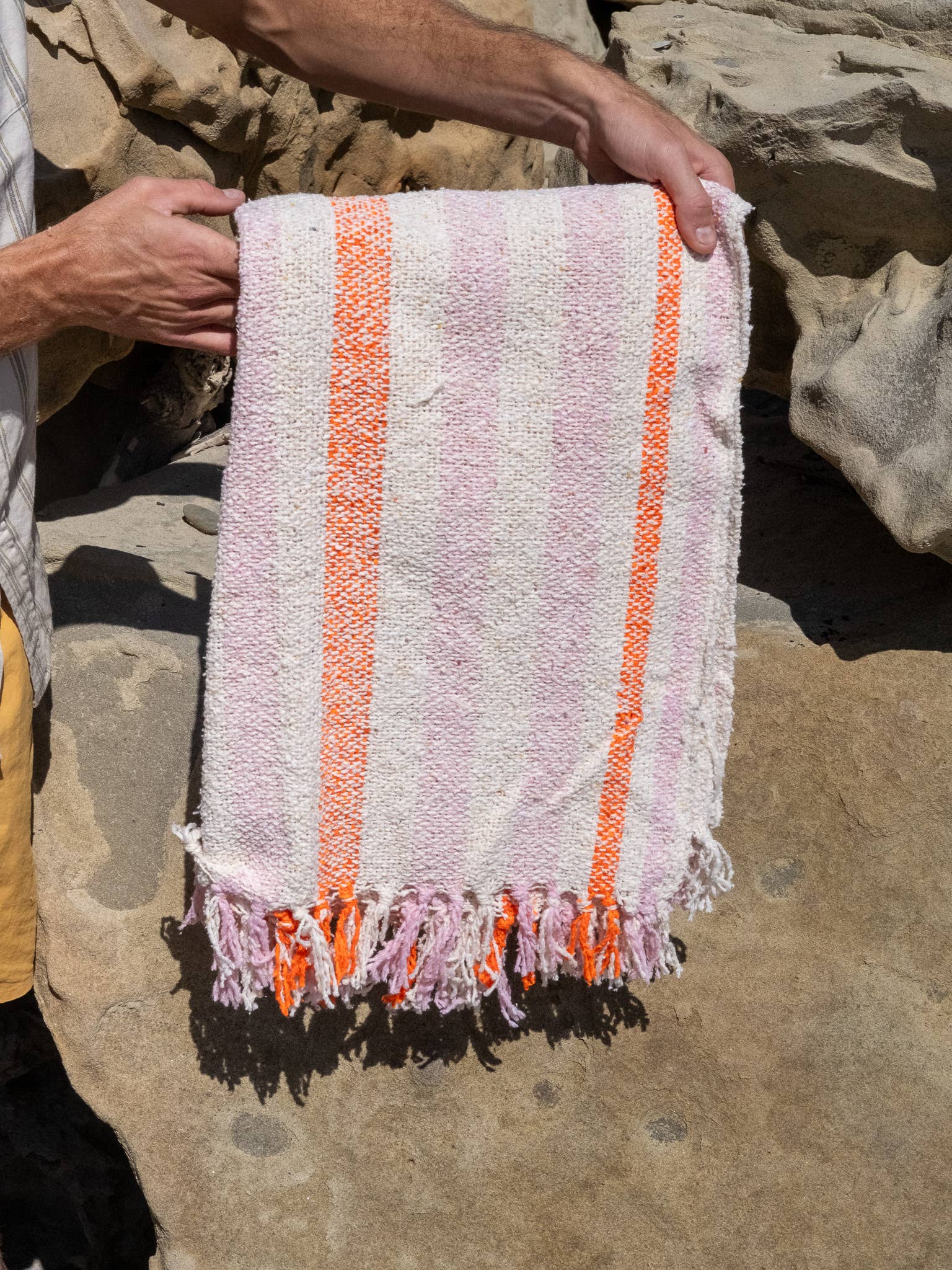 WONENA Sundream Just Peachy - Sustainable Recycled Throw Blanket — side view