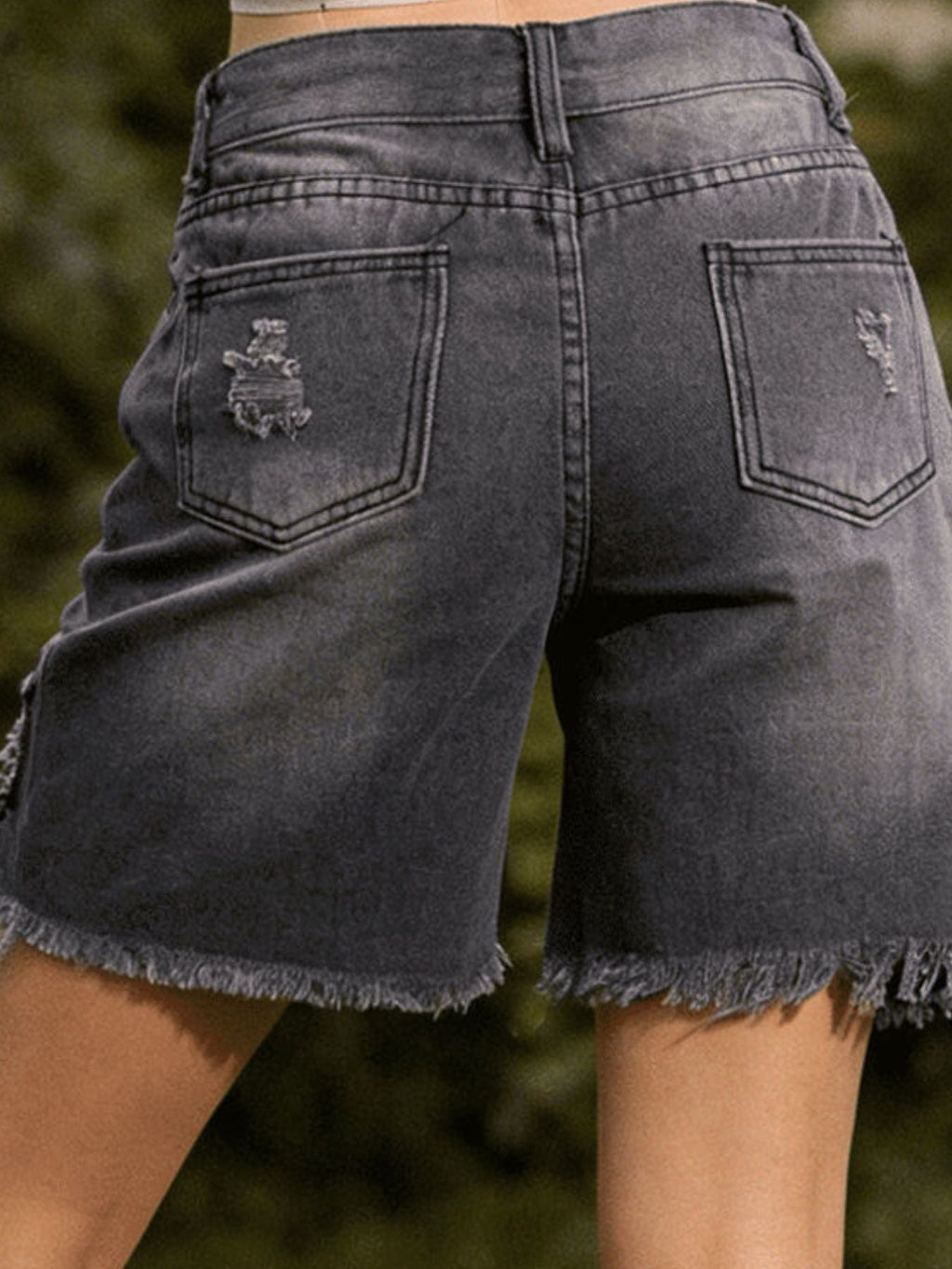 Full Size Ripped Frayed Hem Denim Shorts Plus Size
