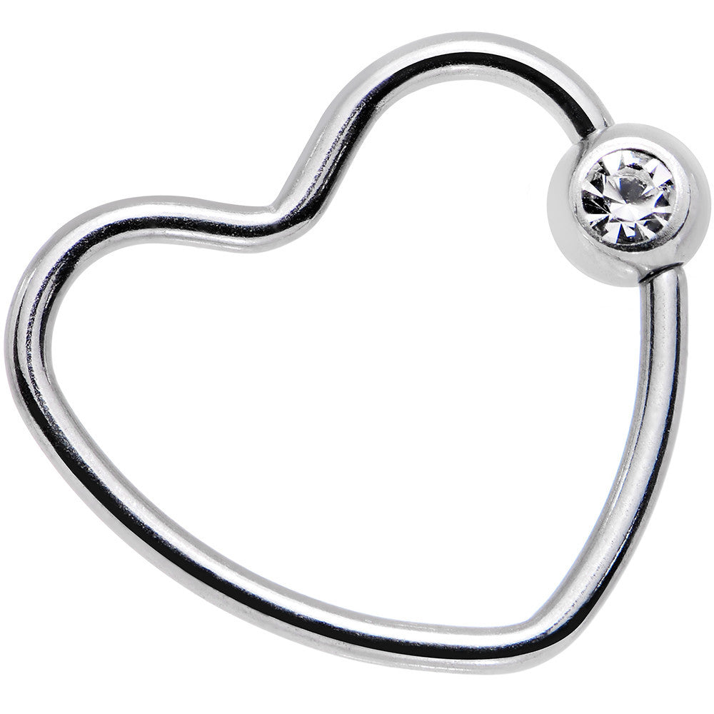 BodyCandy 18G 1/2 Clear Gem Stainless Steel Heart Closure Captive Ring — main product shot
