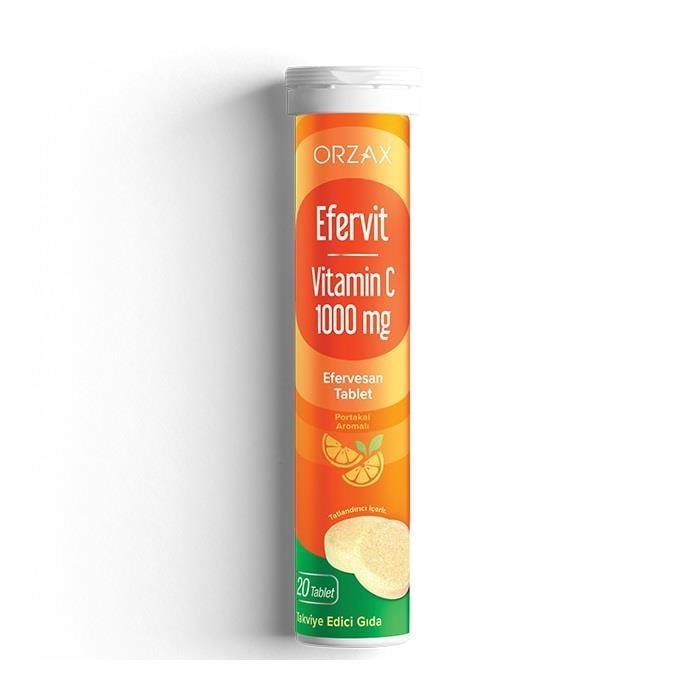 Efervit Vitamin-C 1000 mg Effervescent Tablets - Boosts Immune System, Orange Flavored Dietary Supplement
