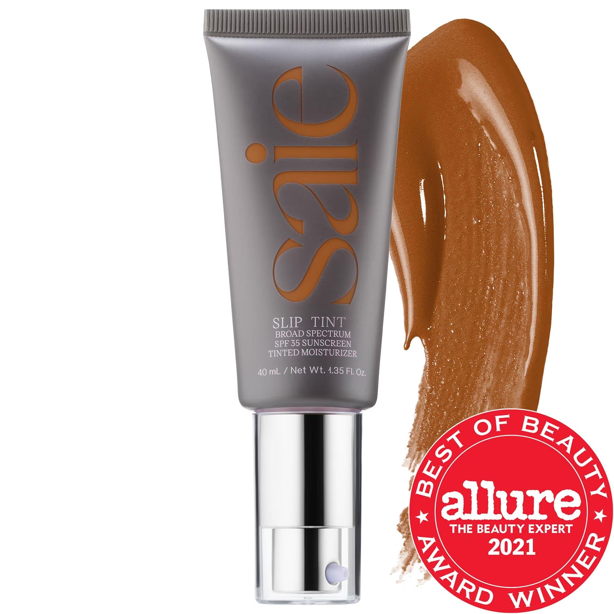 Saie Slip Tint - Lightweight Tinted Moisturizer with SPF 35, Hyaluronic Acid & Mineral Zinc Oxide
