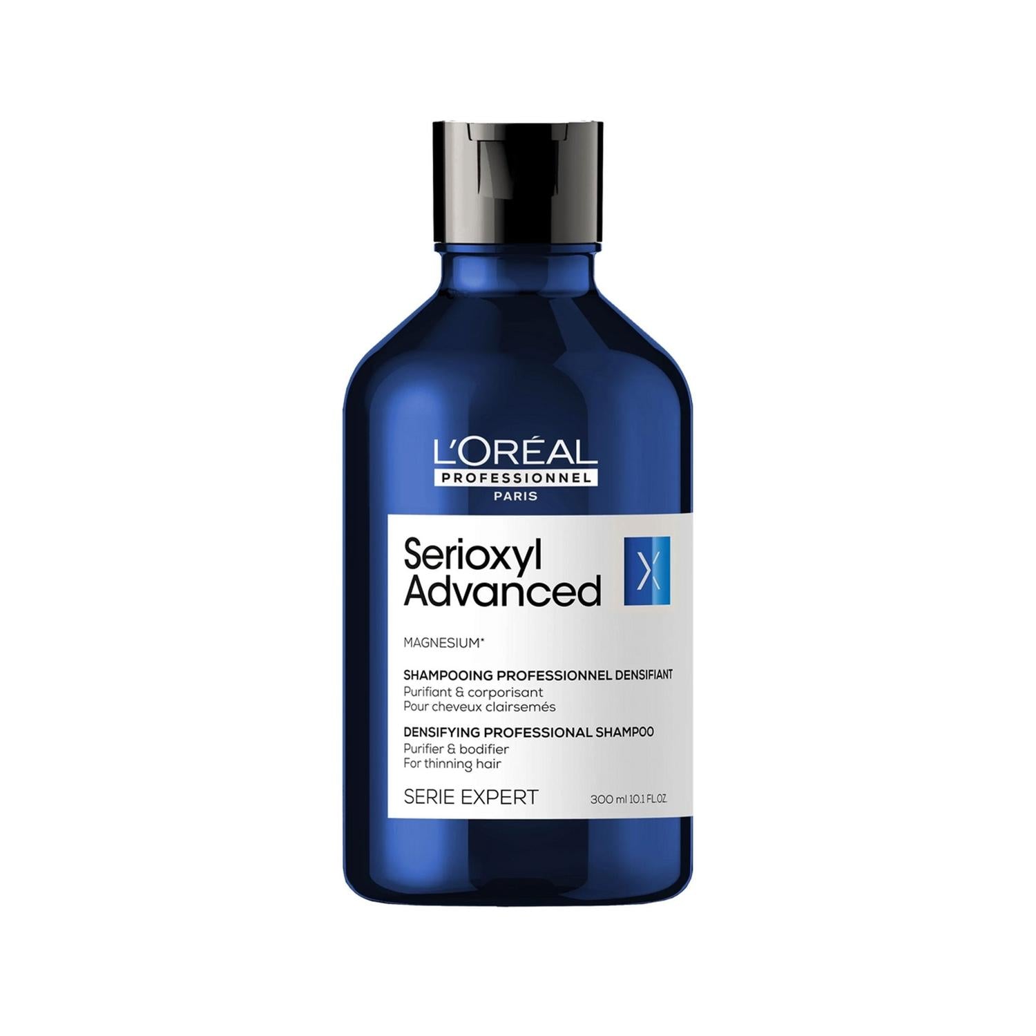L'Oreal Professionnel Paris Serioxyl Advanced Shampoo for Fine Hair - Volumizing, Density Enhancing Hair Care, 300ml