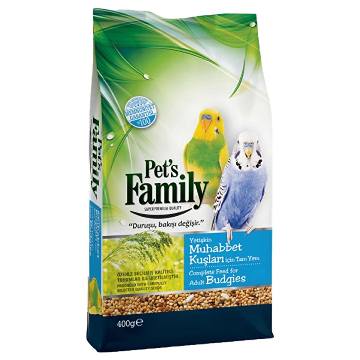 Pet's Family Budgie Food: Complete & Healthy Bird Seed Mix for Parakeets - Muhabbet Yemi - 400g